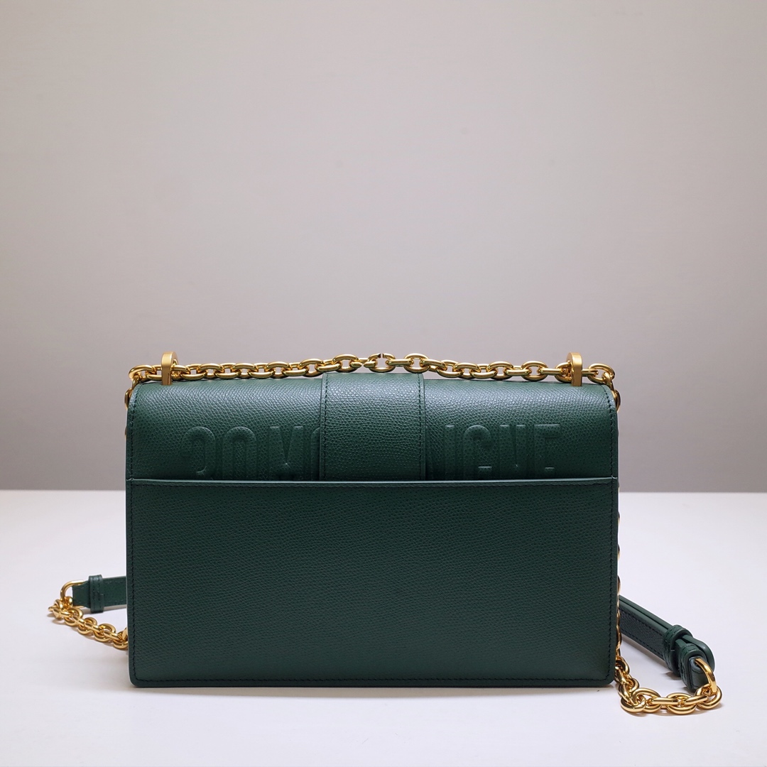 30 Montaigne Chain Bag Dark Green Grained Calfskin